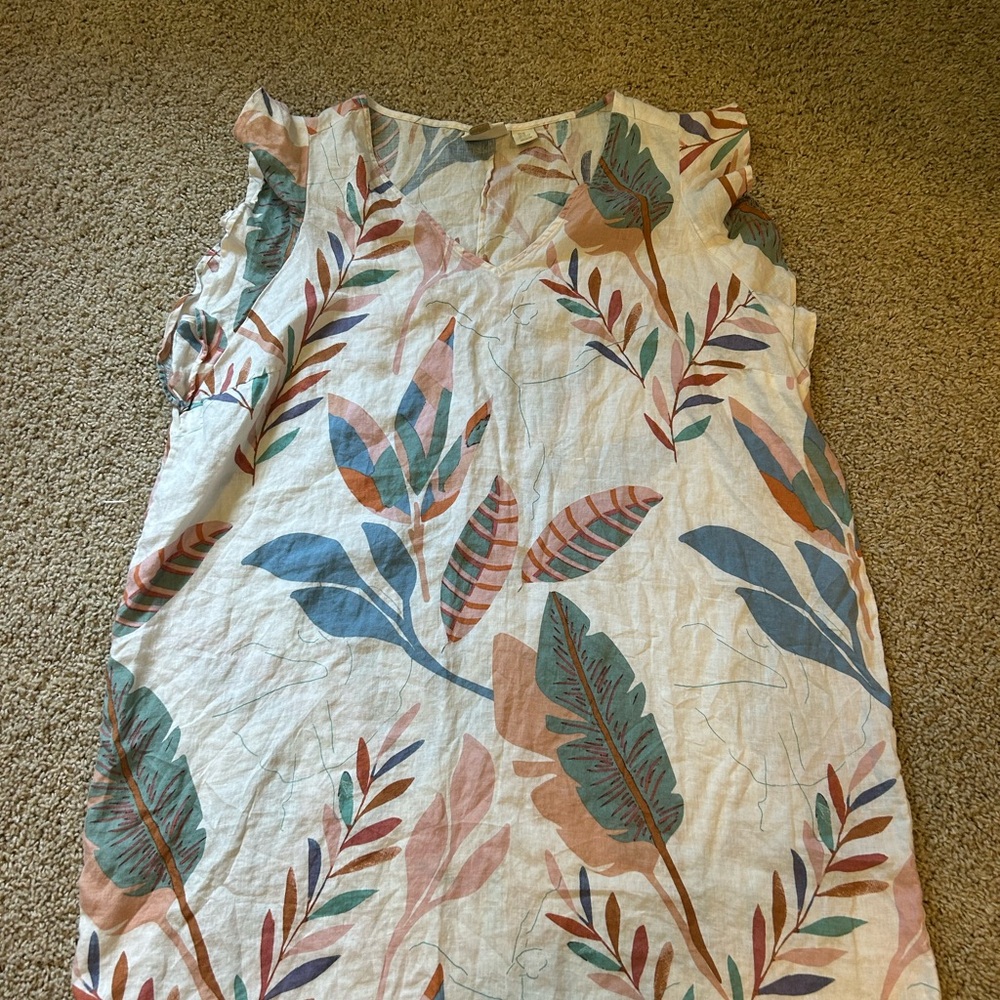 Cynthia Rowley Linen Dress with Leaf Pattern